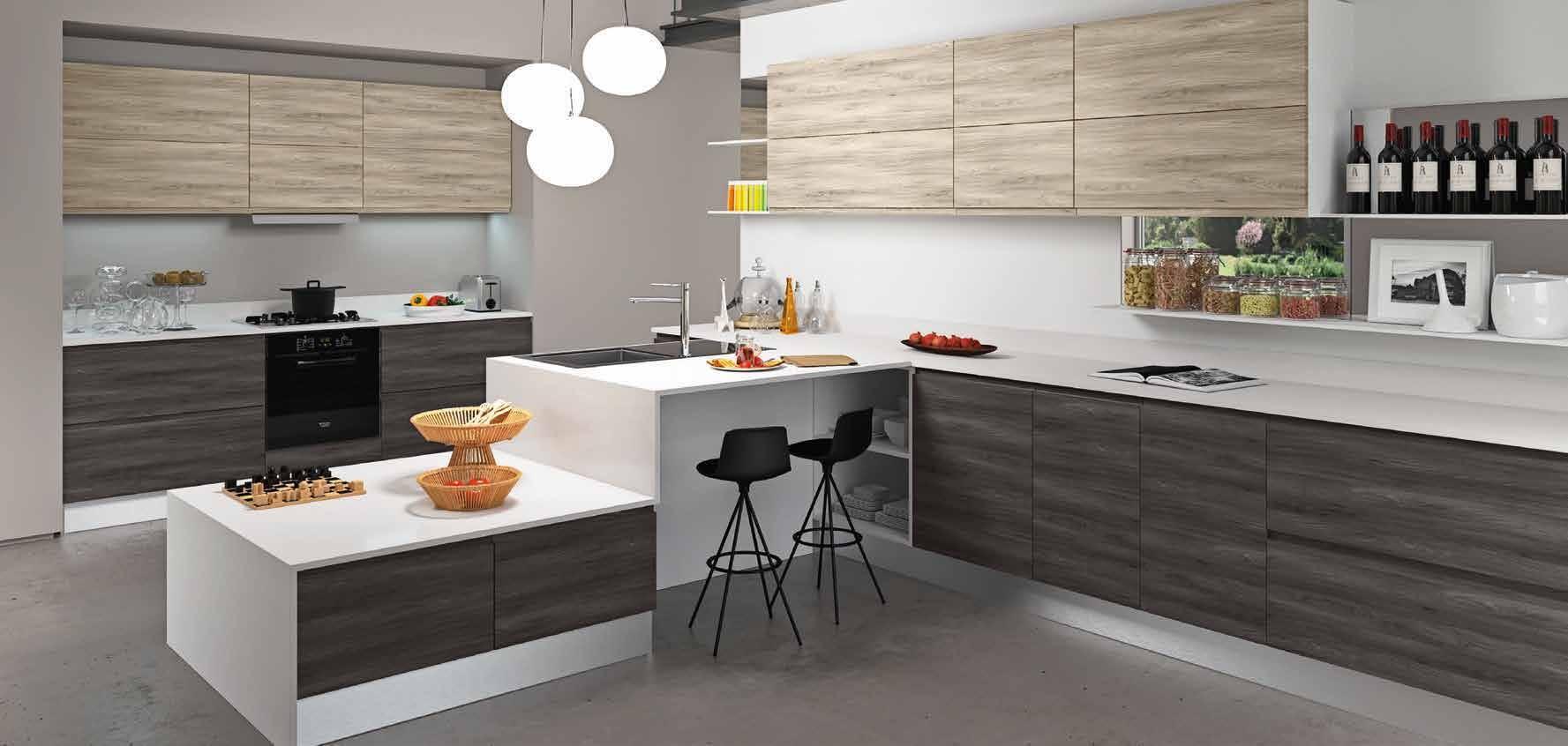 Fronts articulated by deep recessed pulls, Jay collection