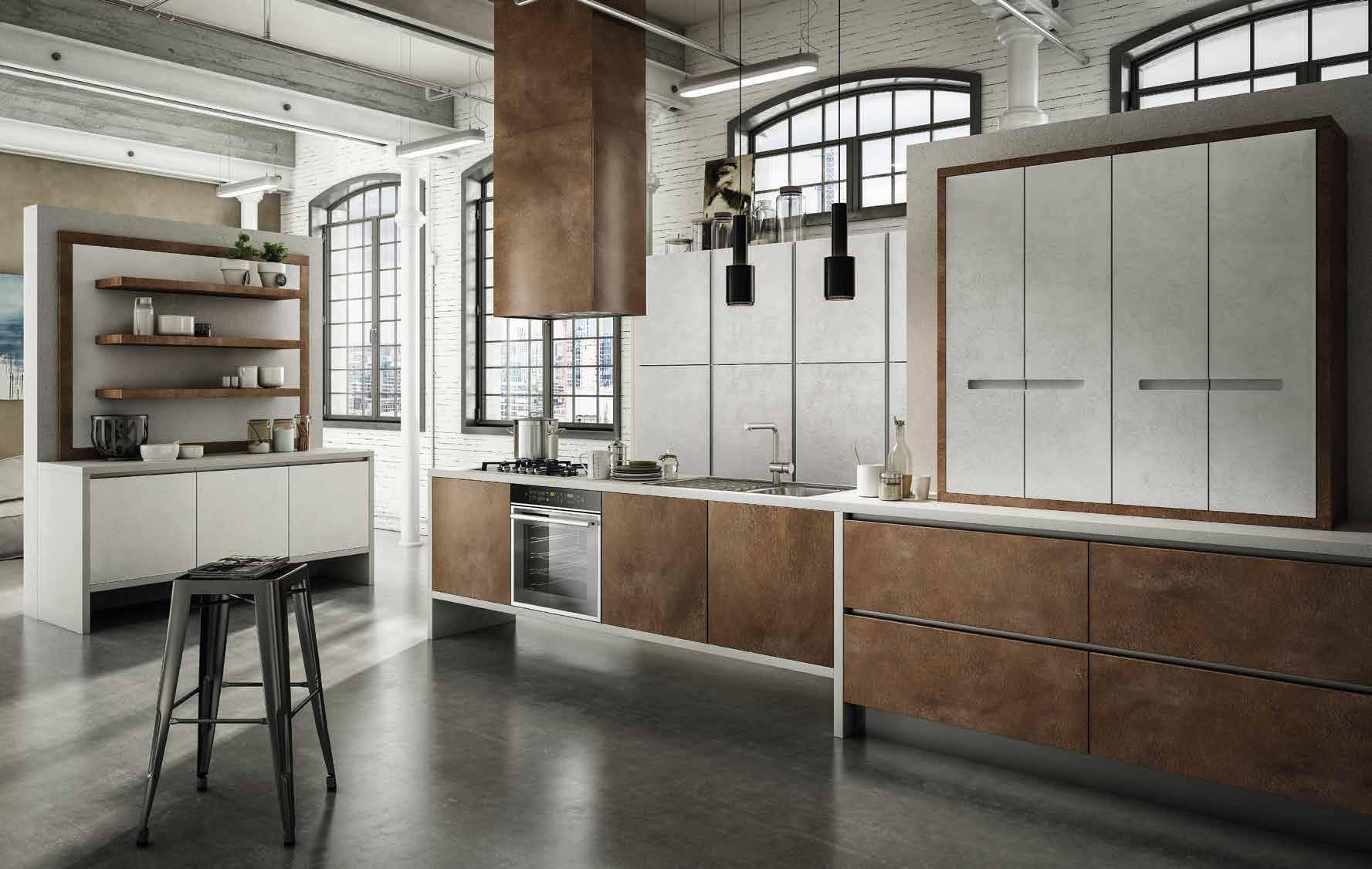 Lesmo Cult kitchen, framed doors in a pale patina